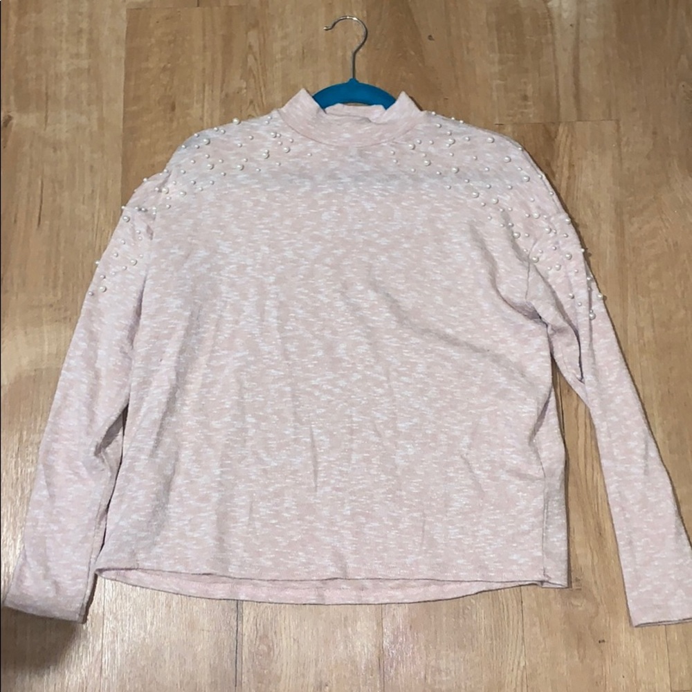 H&M Pink Turtle Neck Top with Pearl Sequence